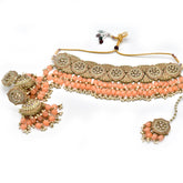 Nutan Studded Choker - Peach - The Pashm
